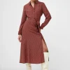 Abstract Belted Midi Shirt Dress