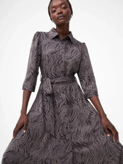 Abstract Midi Shirt Dress