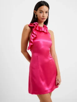 Adora Satin Ruffle Mini Dress
