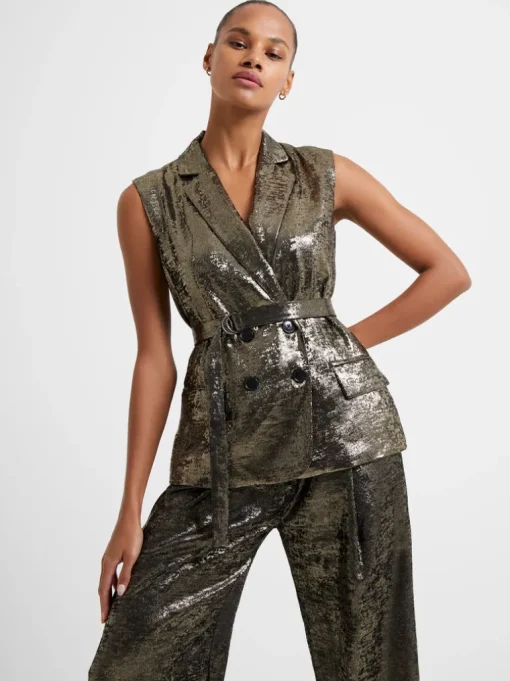 Alara Molten Metallic Sleeveless Gilet