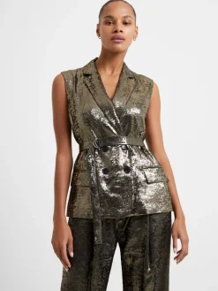 Alara Molten Metallic Sleeveless Gilet