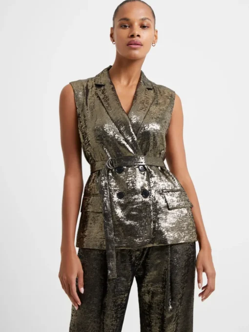Alara Molten Metallic Sleeveless Gilet