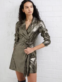Alara Molten Metallic Tuxedo Mini Dress