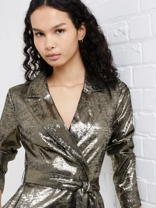 Alara Molten Metallic Tuxedo Mini Dress