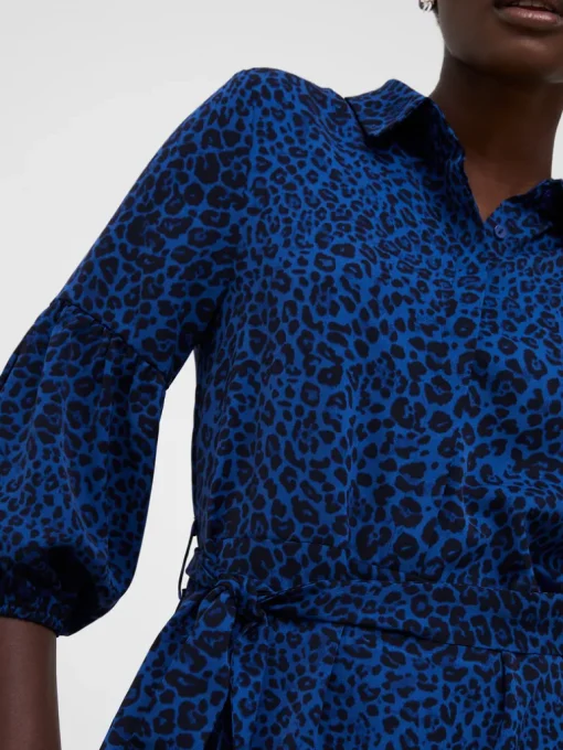 Animal Belted Midi Shirt Dress