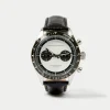 Black Leather Strap Watch with White Dial