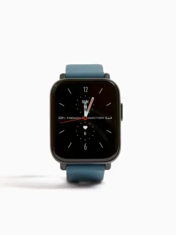 Blue Silicone Strap Watch with Digital Dial