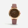 Brown Leather Strap Watch with Brown Dial