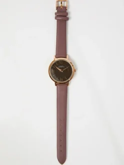 Brown Leather Strap Watch with Brown Dial