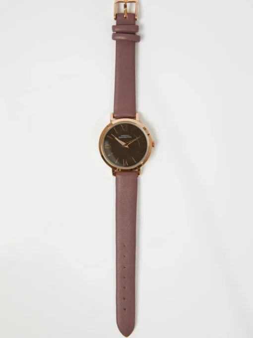 Brown Leather Strap Watch with Brown Dial
