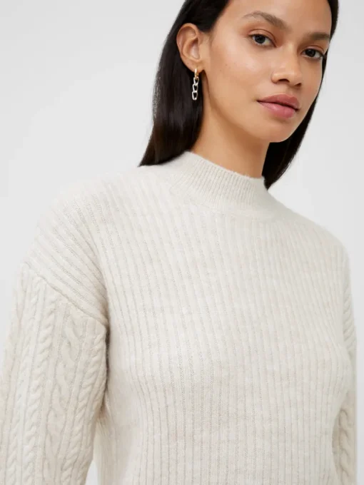 Cable Knit Arm High Neck Jumper