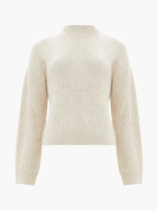 Cable Knit Arm High Neck Jumper