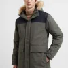 Contrast Faux Fur Trim Parka Coat