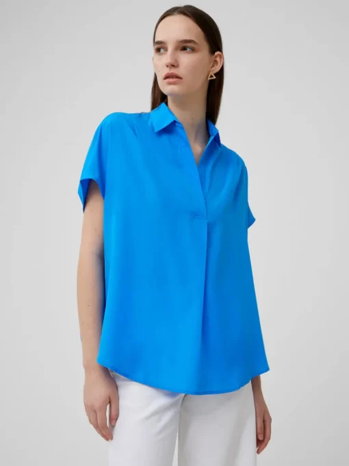 Crepe Light Cap Sleeve Popover Shirt