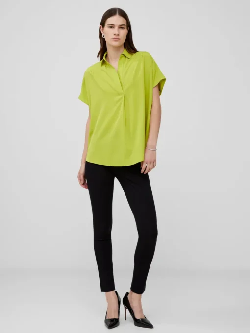 Crepe Light Cap Sleeve Popover Shirt