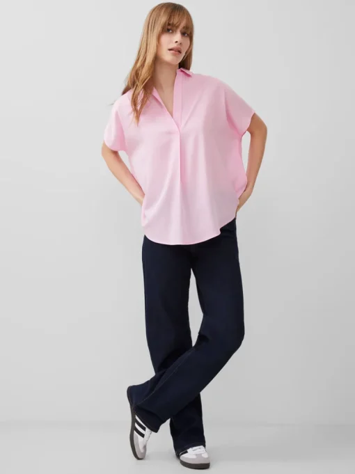 Crepe Light Cap Sleeve Popover Shirt