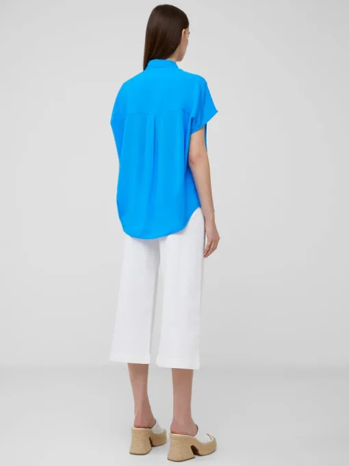 Crepe Light Cap Sleeve Popover Shirt