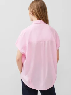 Crepe Light Cap Sleeve Popover Shirt