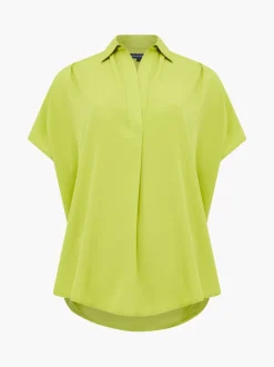 Crepe Light Cap Sleeve Popover Shirt