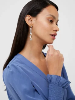 Crepe V-Neck Smocked Sleeve Blouse