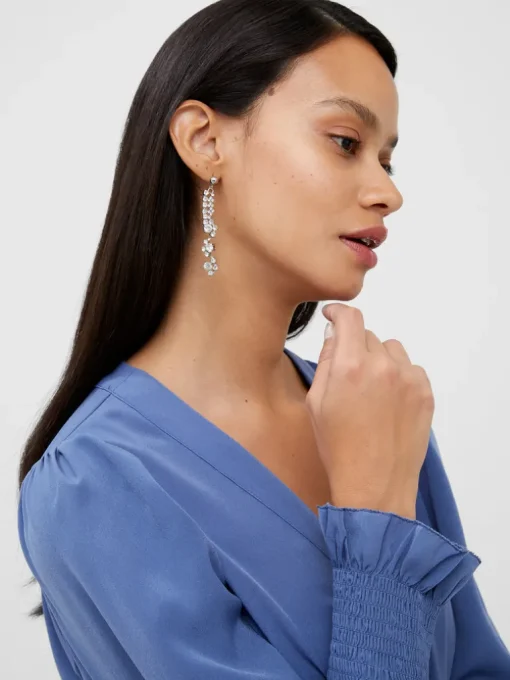 Crepe V-Neck Smocked Sleeve Blouse