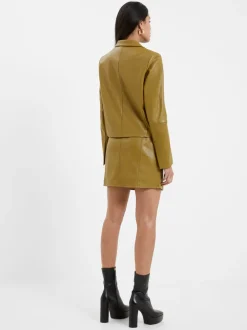 Crolenda PU Lace-Up Cropped Blazer