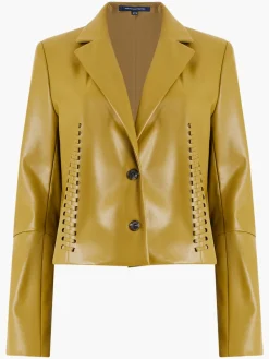 Crolenda PU Lace-Up Cropped Blazer