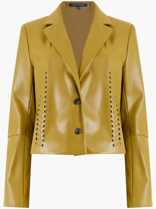 Crolenda PU Lace-Up Cropped Blazer