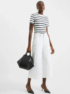 Denim Stretch White Culottes