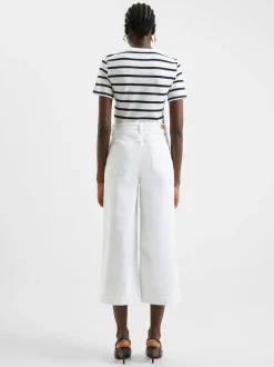 Denim Stretch White Culottes