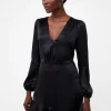 Denney Satin Ruffle Mini Dress
