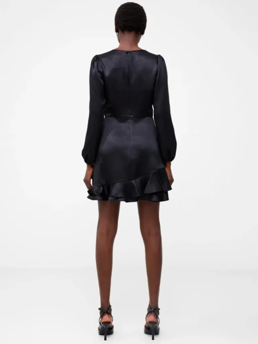 Denney Satin Ruffle Mini Dress
