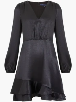 Denney Satin Ruffle Mini Dress
