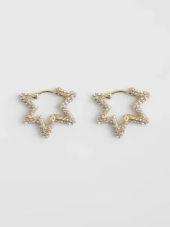 Diamante Star Hoop Earrings