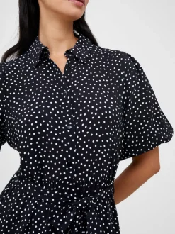 Dotty Puff Sleeve Shirt Dress