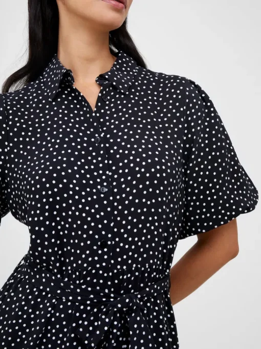 Dotty Puff Sleeve Shirt Dress