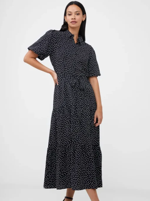 Dotty Puff Sleeve Shirt Dress
