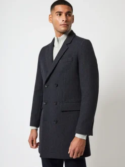 Double Breasted Herringbone Overcoat