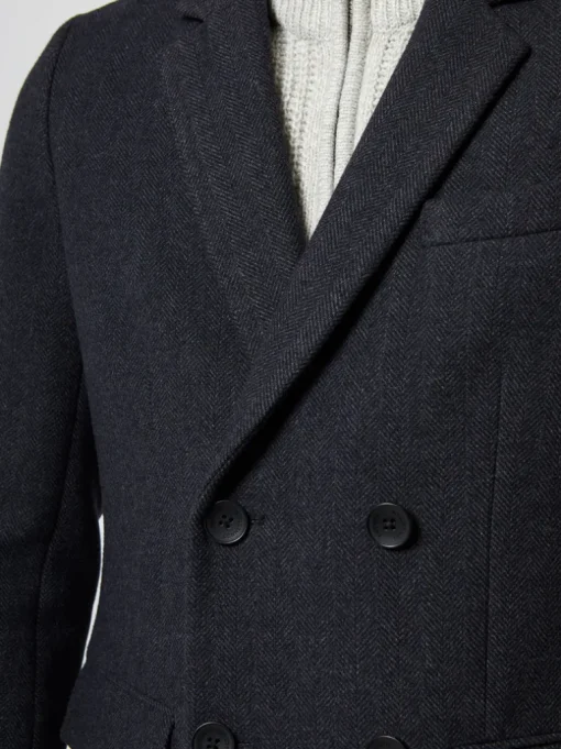 Double Breasted Herringbone Overcoat
