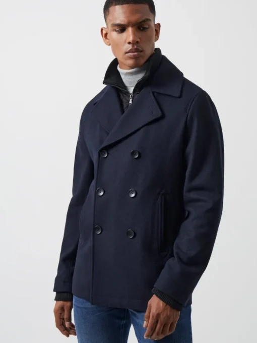 Double Breasted Layered Pea Coat