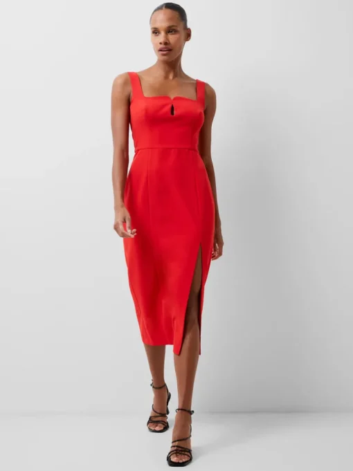 Echo Crepe Keyhole Midi Dress