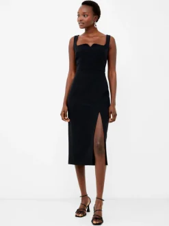 Echo Crepe Neck Detail Midi Dress