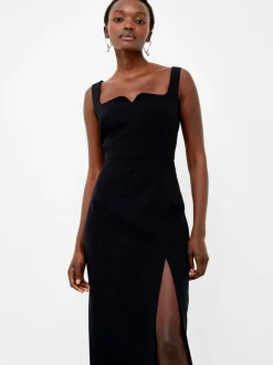 Echo Crepe Neck Detail Midi Dress