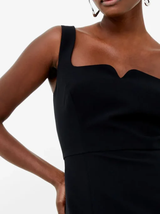 Echo Crepe Neck Detail Midi Dress