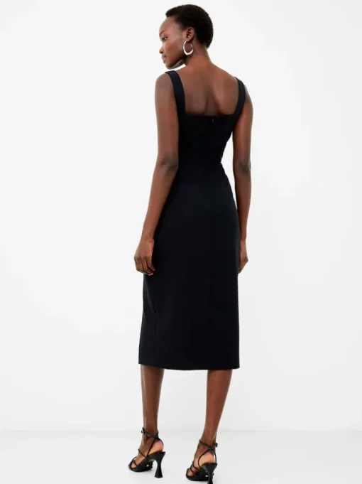 Echo Crepe Neck Detail Midi Dress