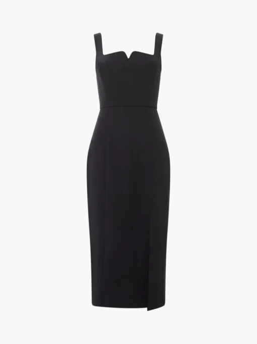 Echo Crepe Neck Detail Midi Dress