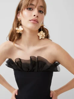 Echo Organza Mix Frill Strapless Midi Dress