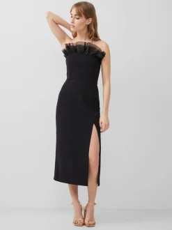 Echo Organza Mix Frill Strapless Midi Dress