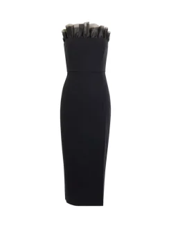 Echo Organza Mix Frill Strapless Midi Dress