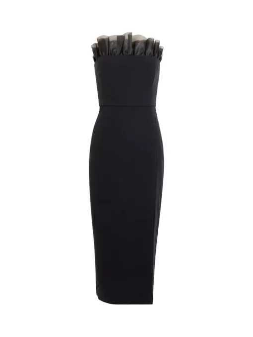 Echo Organza Mix Frill Strapless Midi Dress